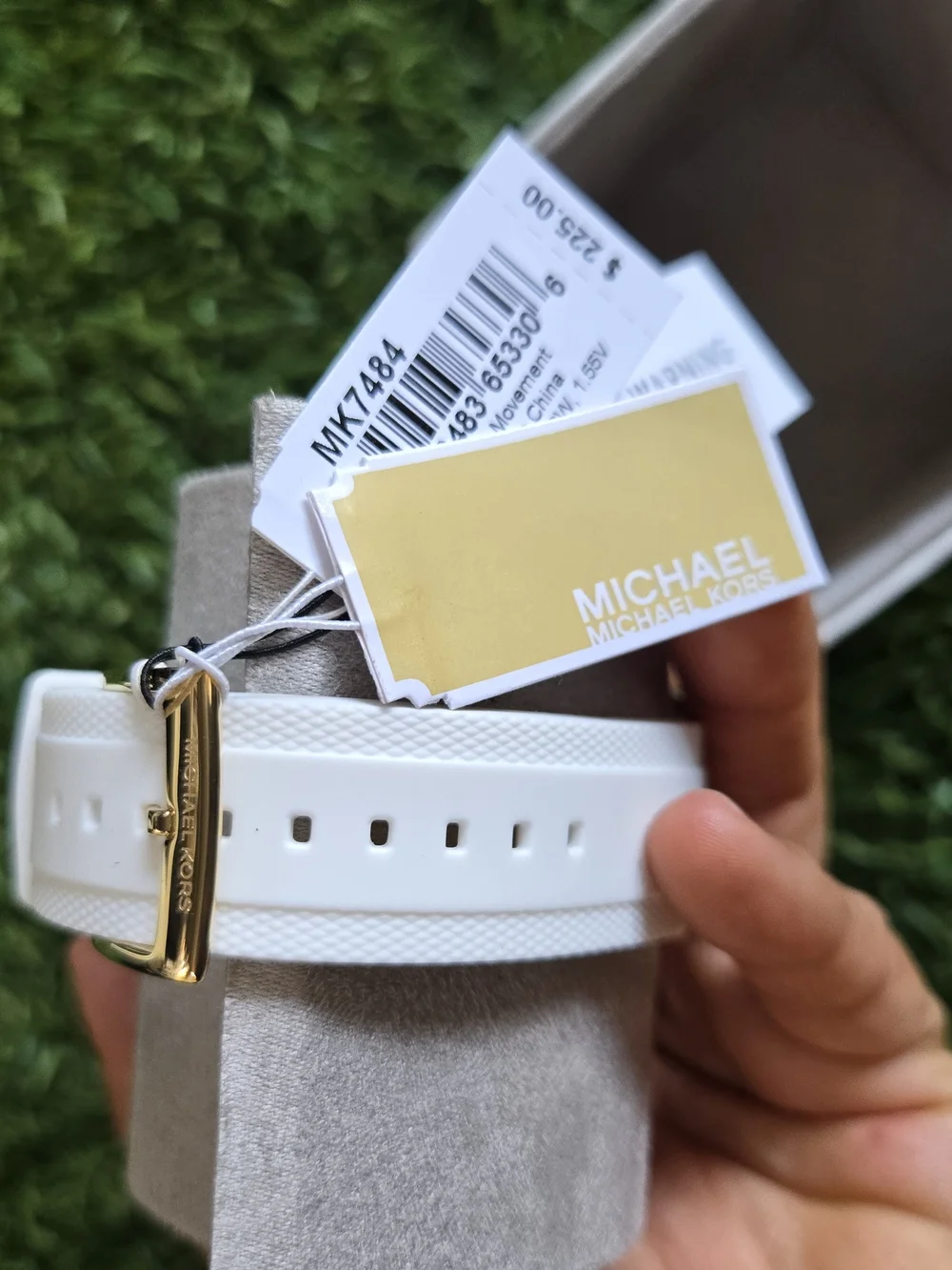 Michael Kors Gold and White Crystal Bezel Chronograph Watch